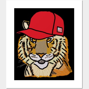 Tiger Wearing a Politics Red Hat Posters and Art